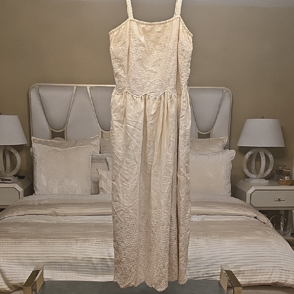 Elie Tahari Sand Maxi Dress Linen, Tencel Size 8